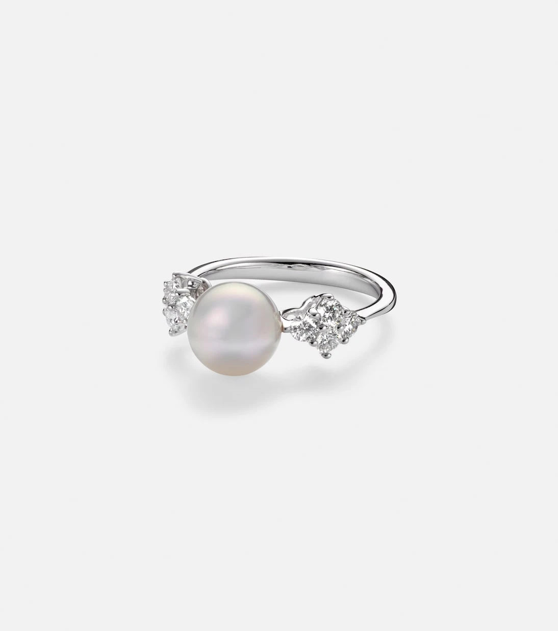 Mikimoto - 18kt white gold ring with pearl and diamonds
