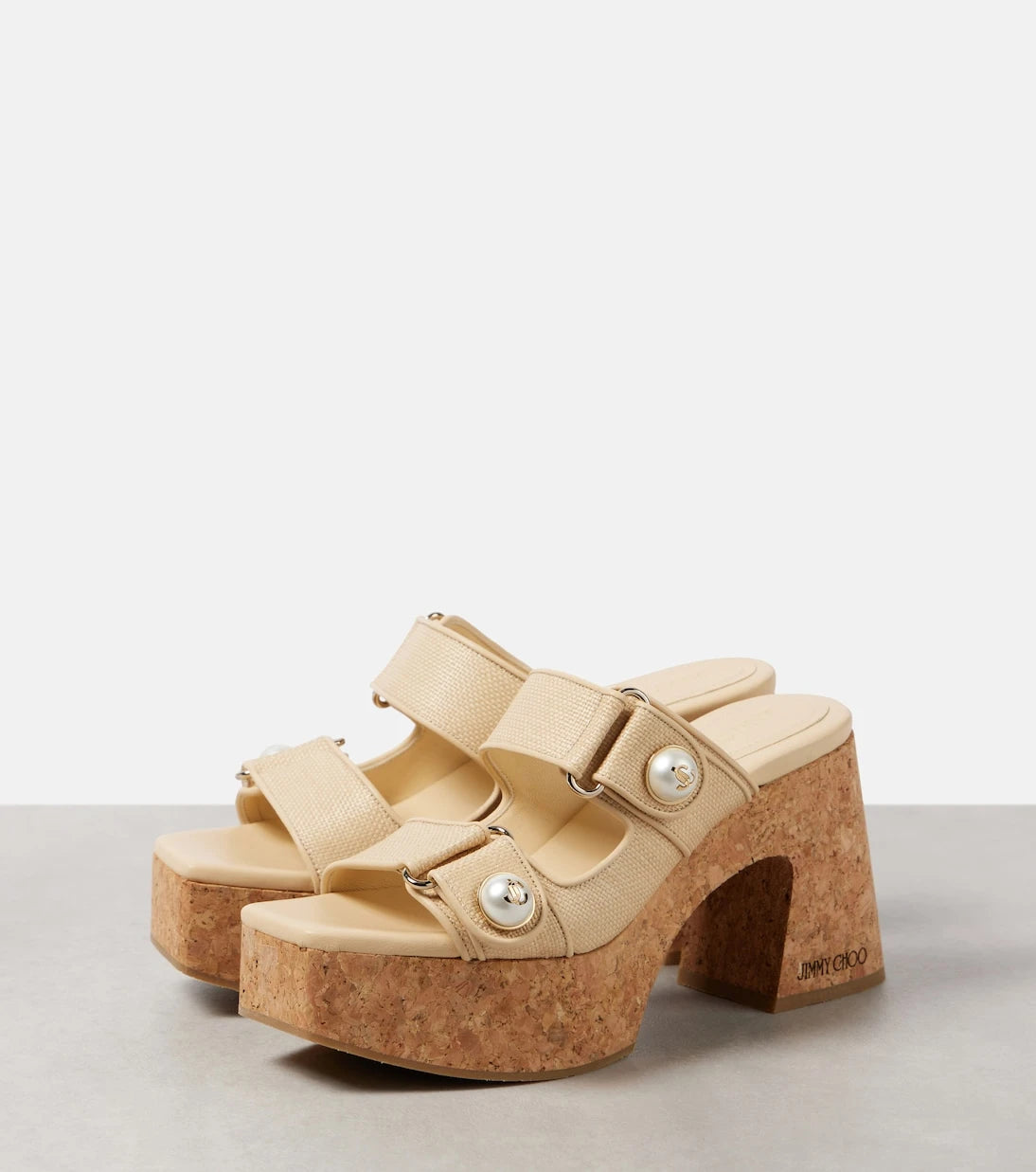 Jimmy Choo - Fayence canvas platform mules