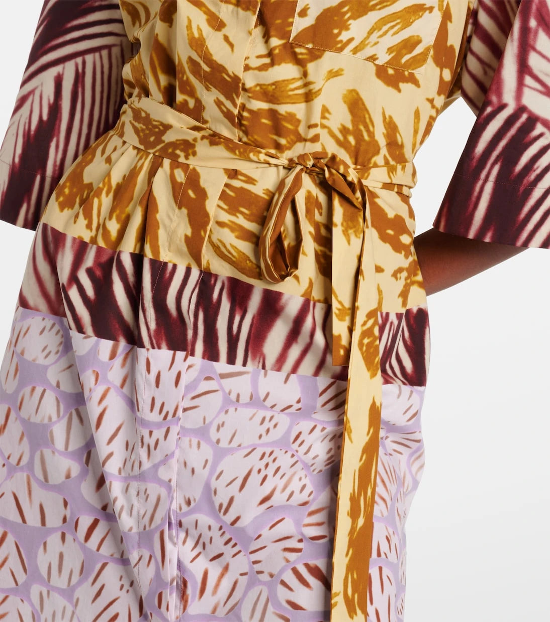 Dries Van Noten - فستان قميص من قطن البوبلين المطبوع