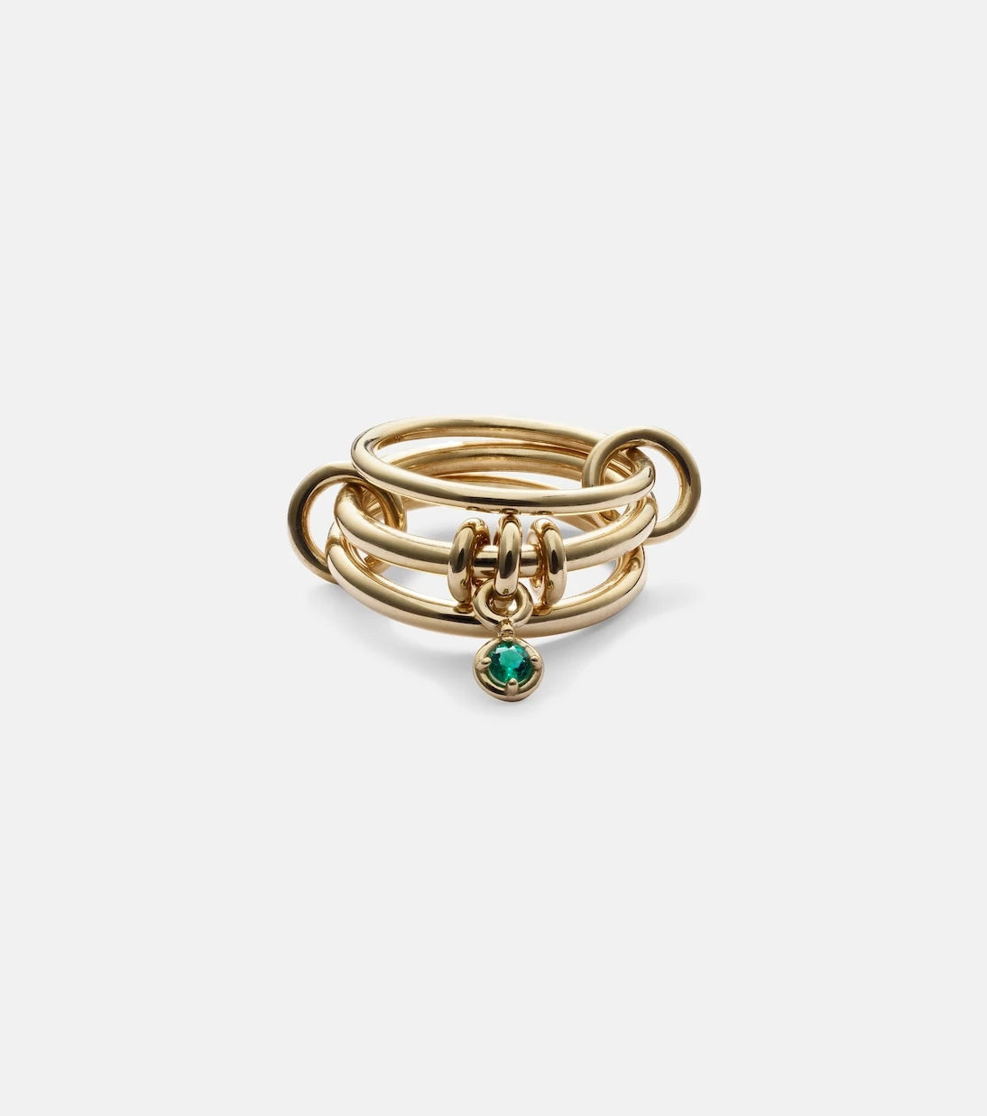 Spinelli Kilcollin - Piera 18kt gold linked rings with emerald