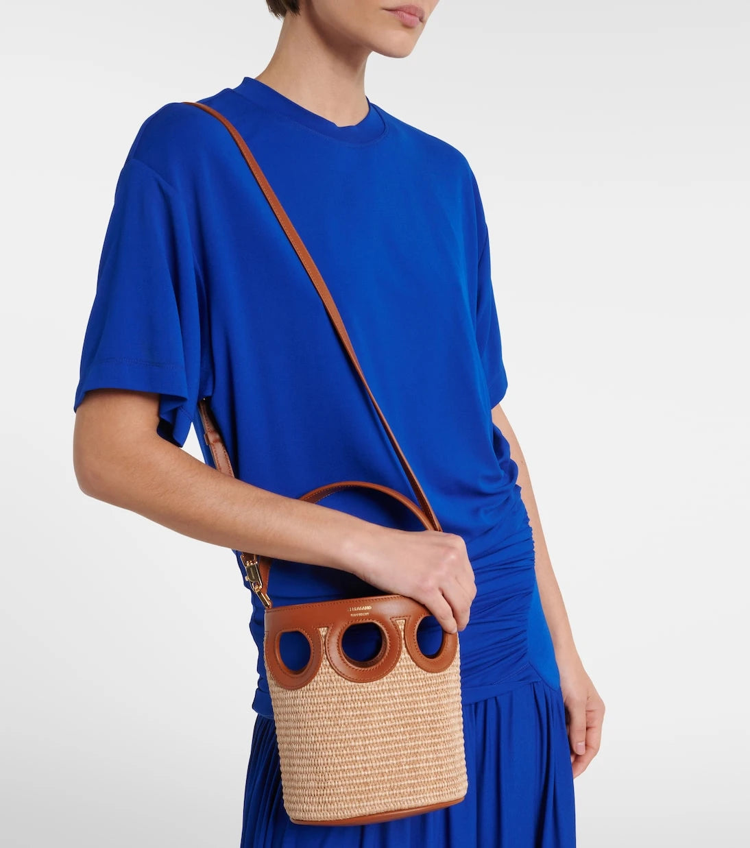 Ferragamo - Gancini Small raffia bucket bag