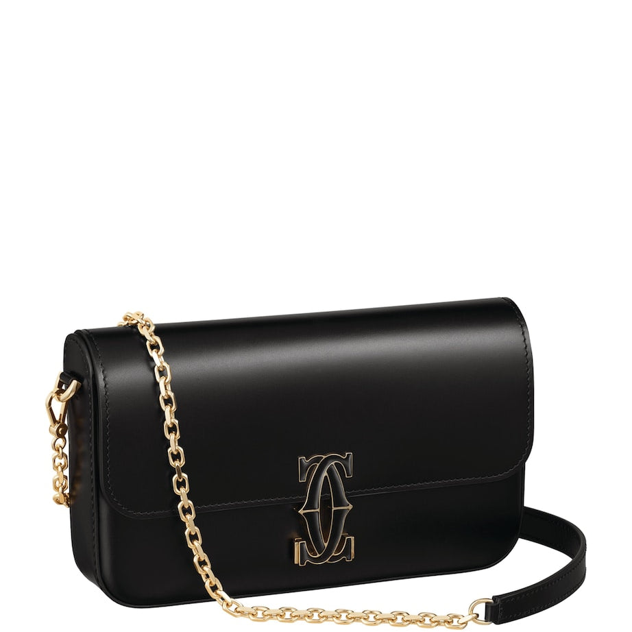 Mini Leather C de Cartier Chain Bag BLACK