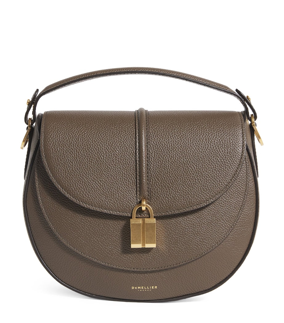 Demellier Green Small Leather Siena Saddle Bag