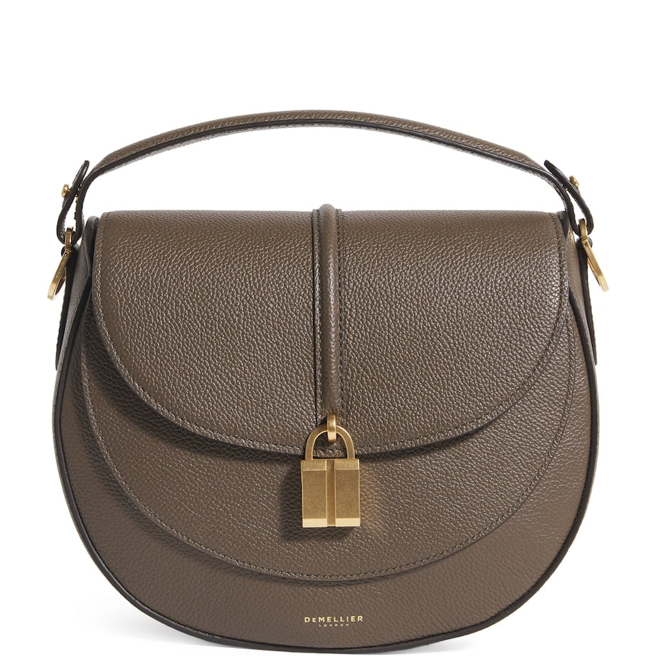 Demellier Green Small Leather Siena Saddle Bag