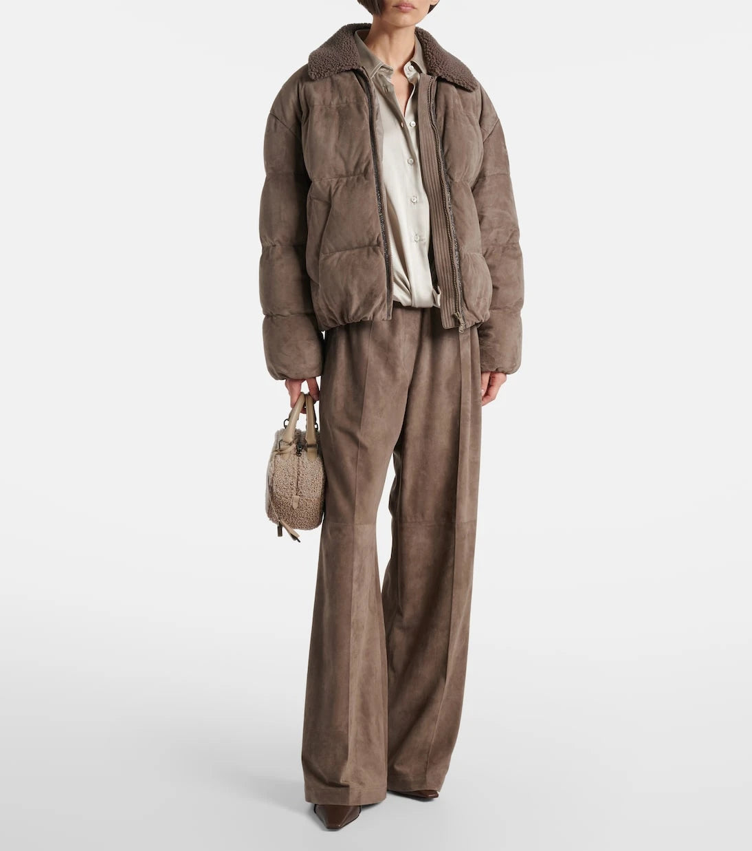 Brunello Cucinelli - Suede wide-leg pants
