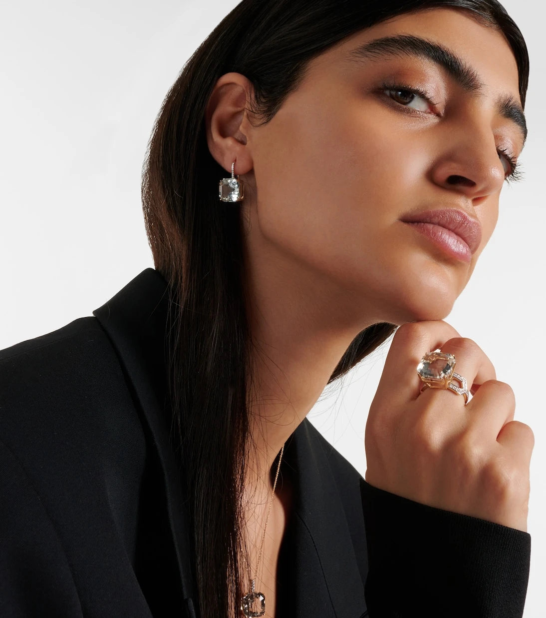 Mateo - 14kt gold earrings with quartz and diamonds