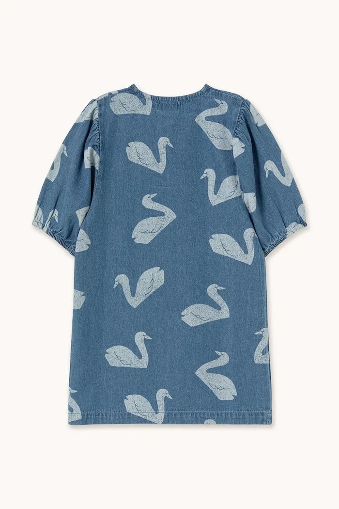 Детска памучна рокля Tinycottons BIG SWANS DRESS