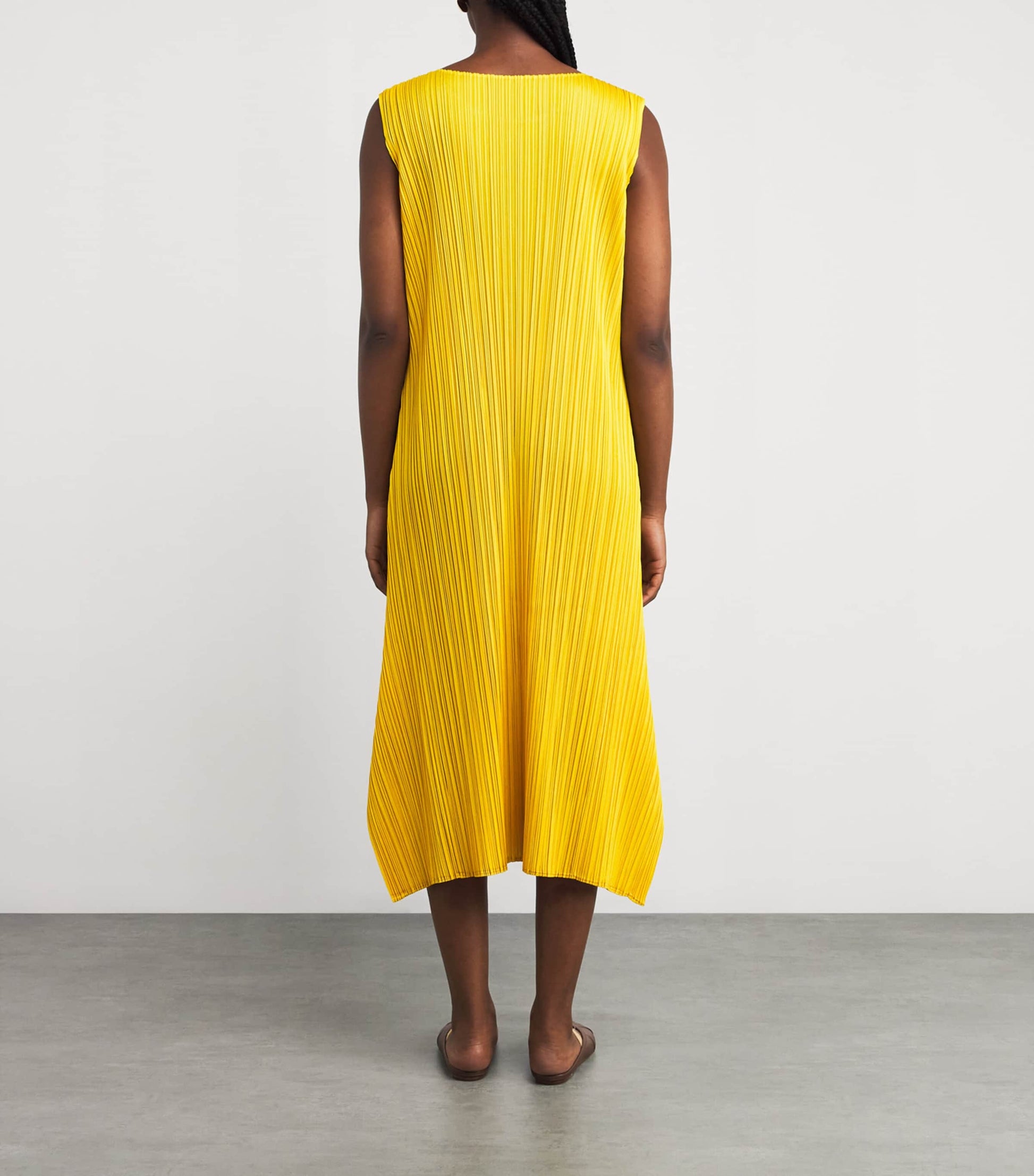 Pleats Please Issey Miyake Yellow Monthly Colors July Midi Dress