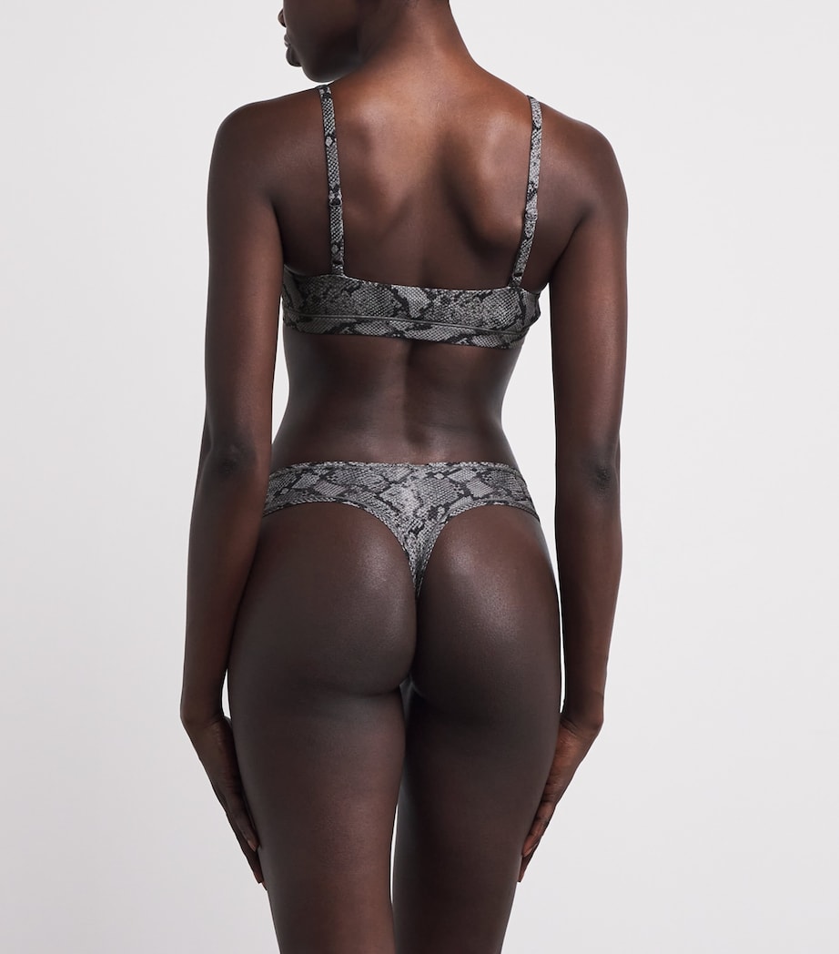 Skims Grey Fits Everybody Snakeskin Print Thong