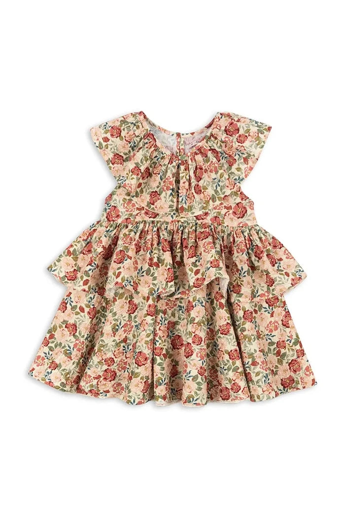 Konges Sløjd BELLA FRILL DRESS GOTS Çocuk Pamuk Elbise