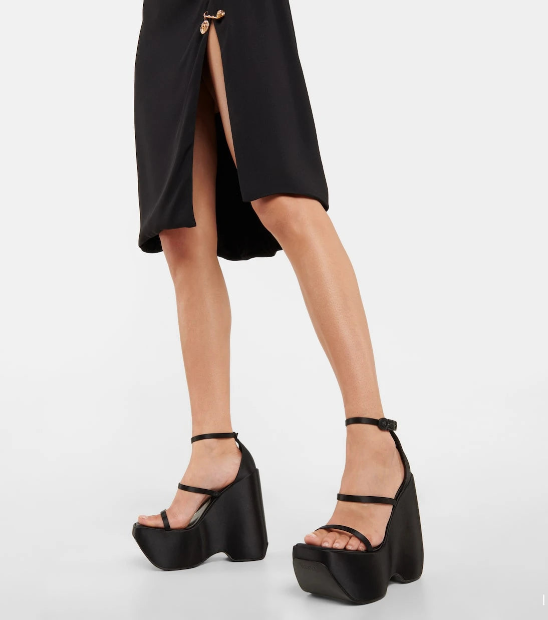 Versace - Triplatform satin platform sandals