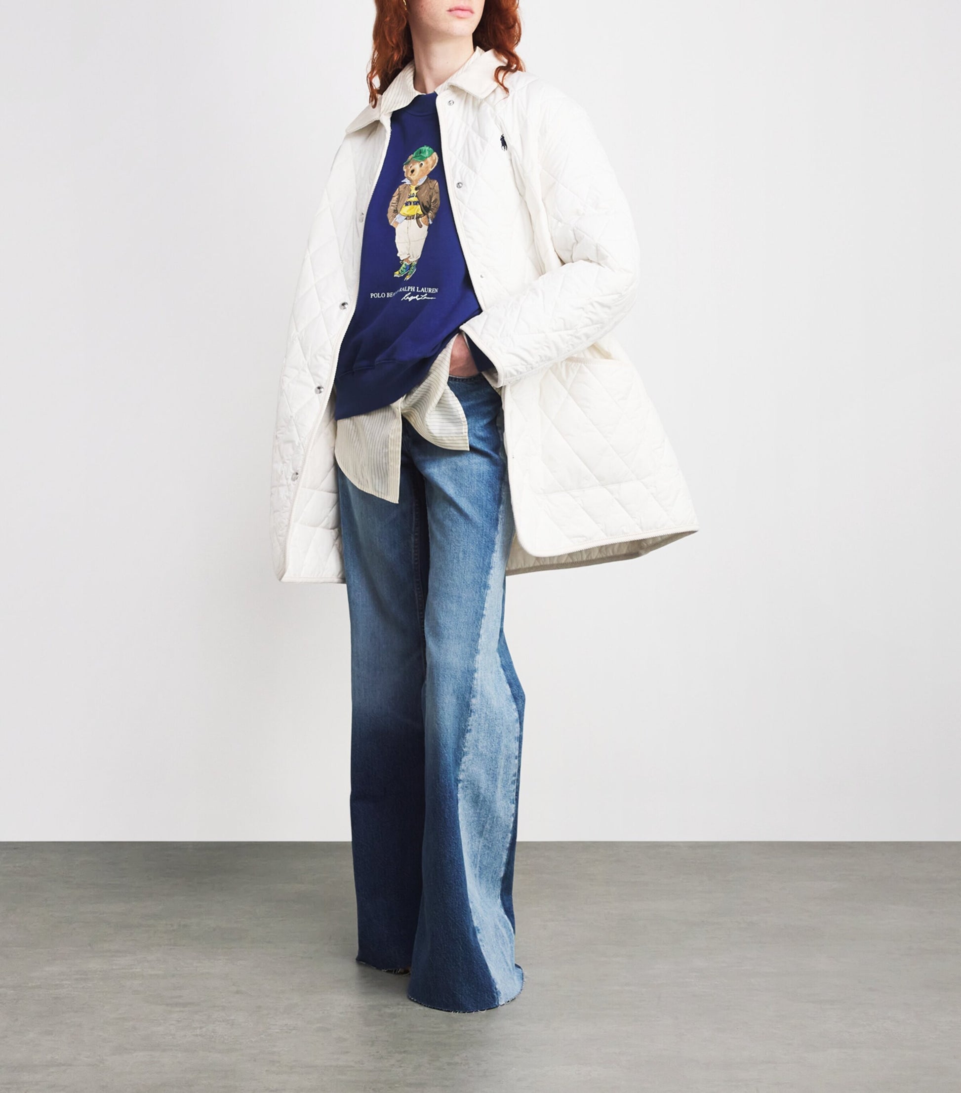 Blue Cotton-Blend Polo Bear Sweatshirt