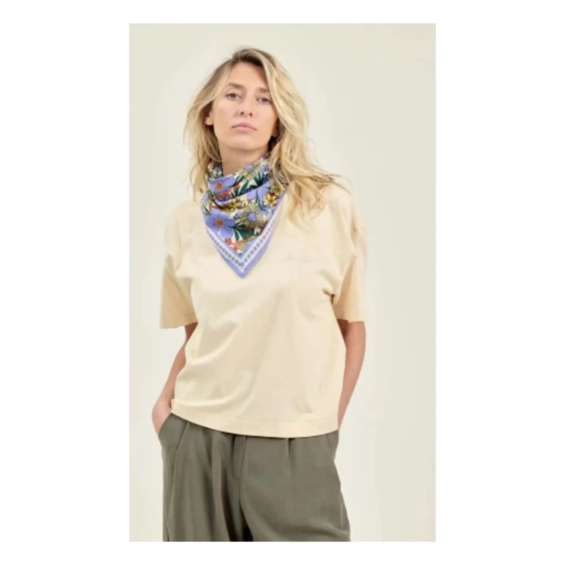 Apaches - Large Flowered Latika Scarf | Blue