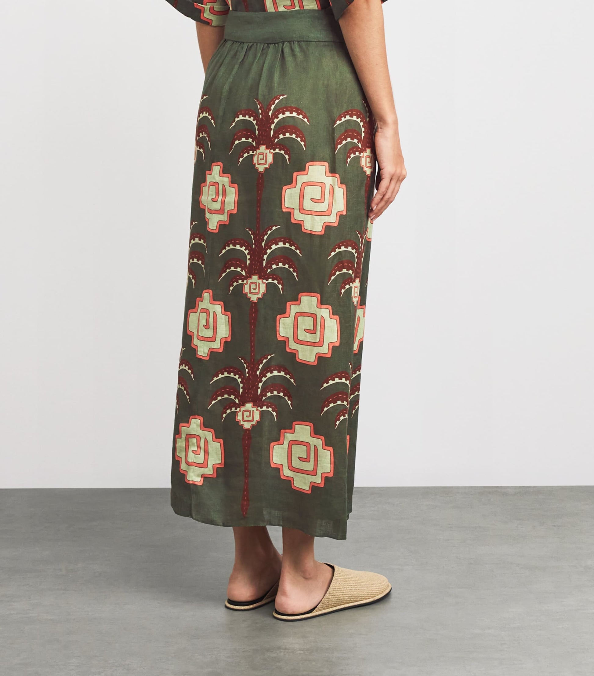 Johanna Ortiz Green Amazon Echoes Midi Skirt