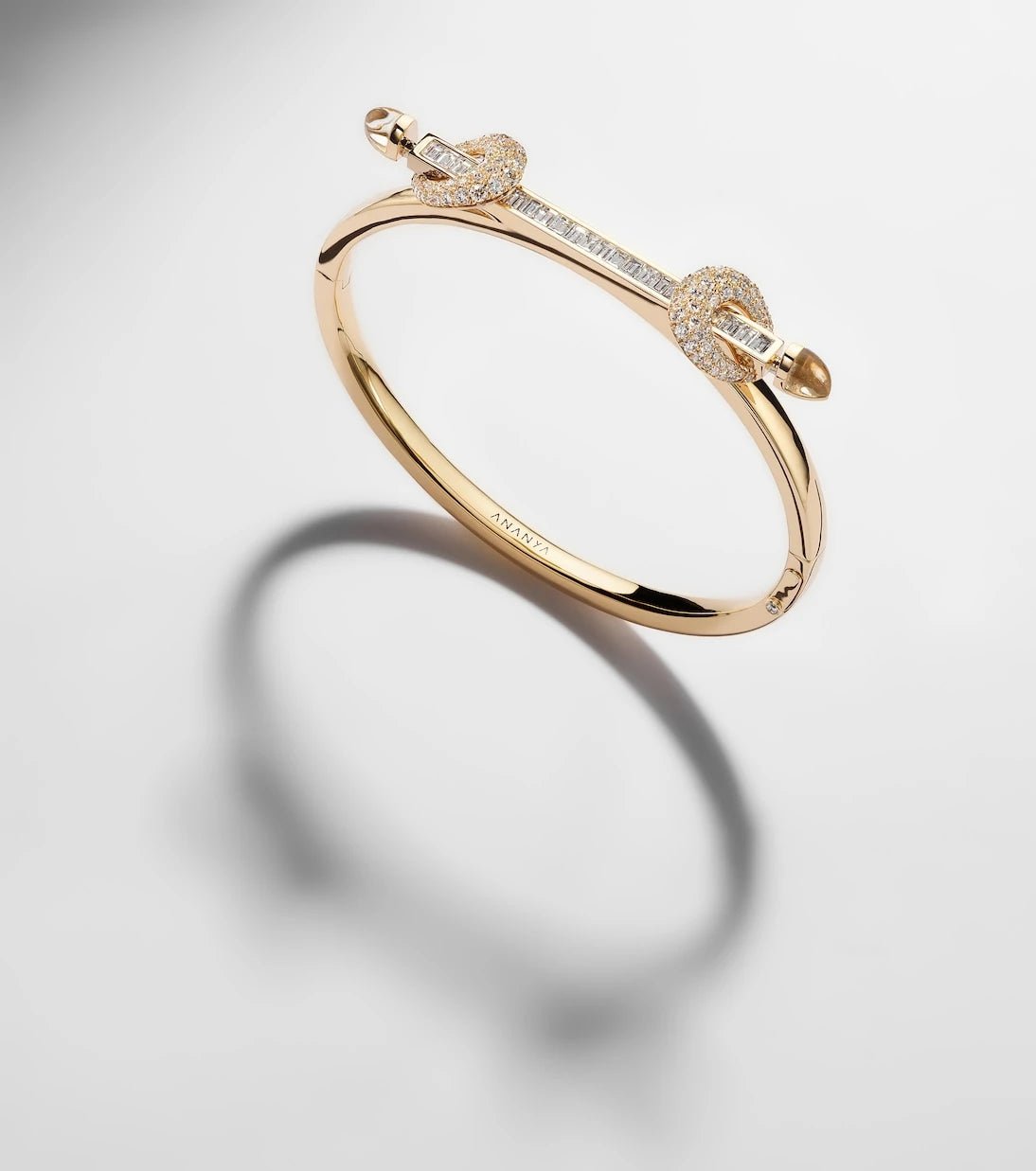 Ananya - Chakra Icon 18kt gold bangle with diamonds and quartz