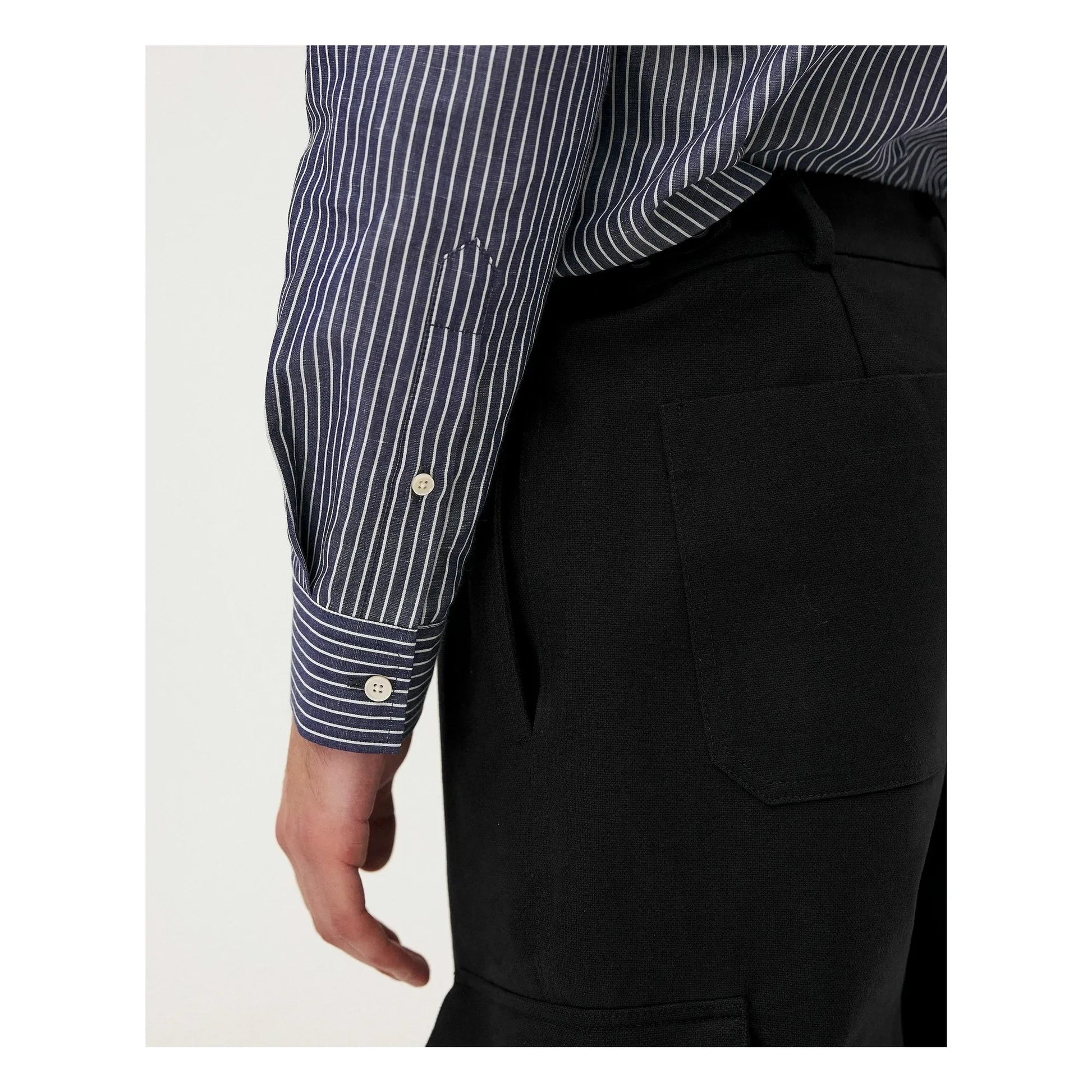 Noyoco - Curtis shirt Fine stripes Recycled cotton | Blue