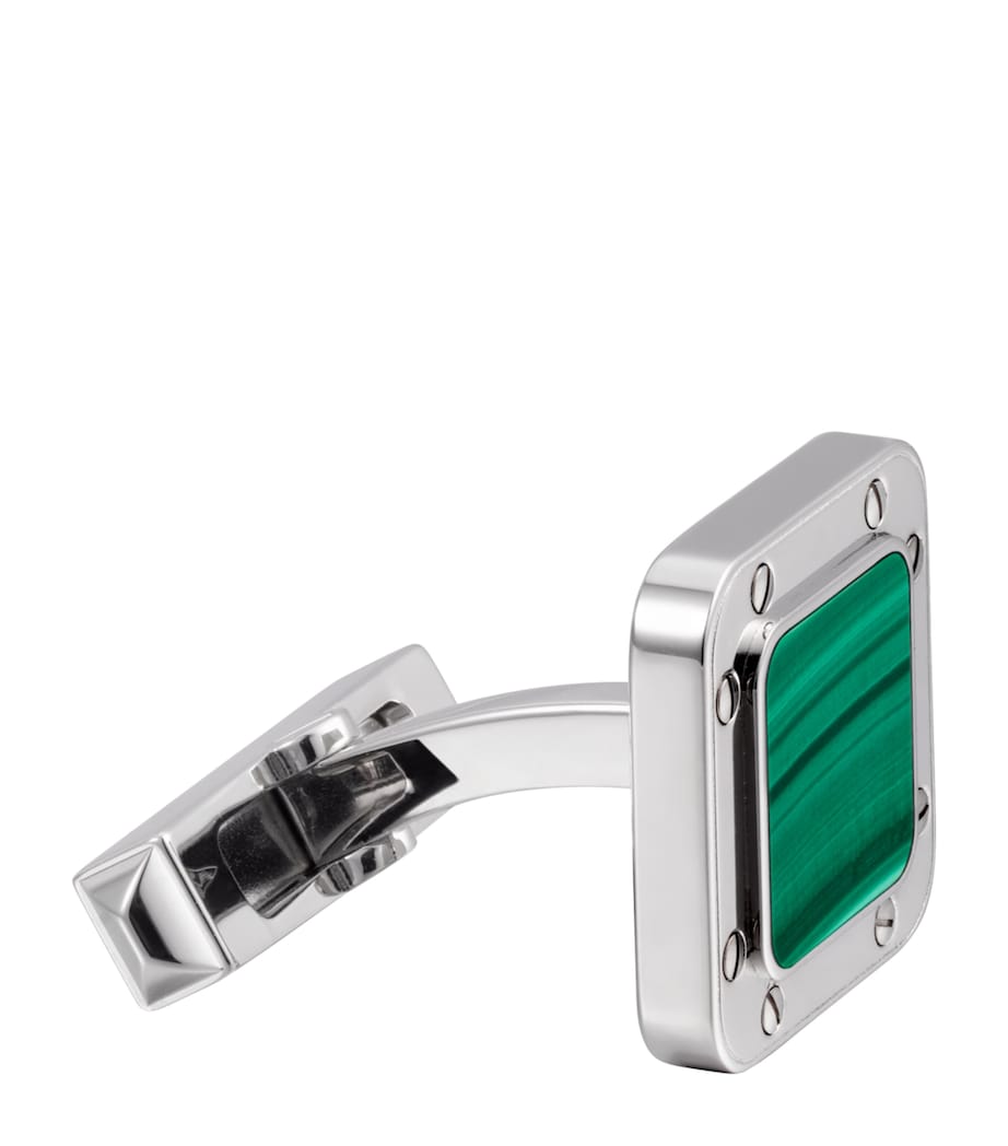 Sterling Silver and Malachite Santos de Cartier Cufflinks
