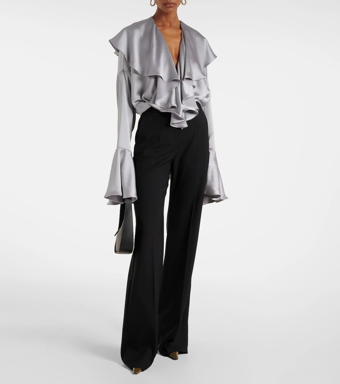 Norma Kamali - Ruffled satin bodysuit