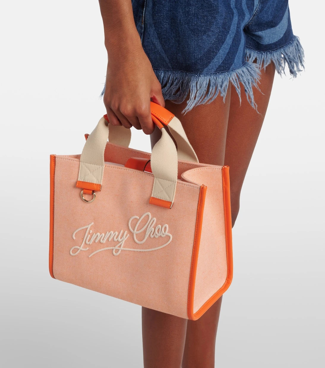 Jimmy Choo - Logo leather-trimmed canvas tote bag