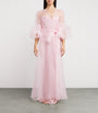 Rosamosario Pink Silk Ruffle Long Robe