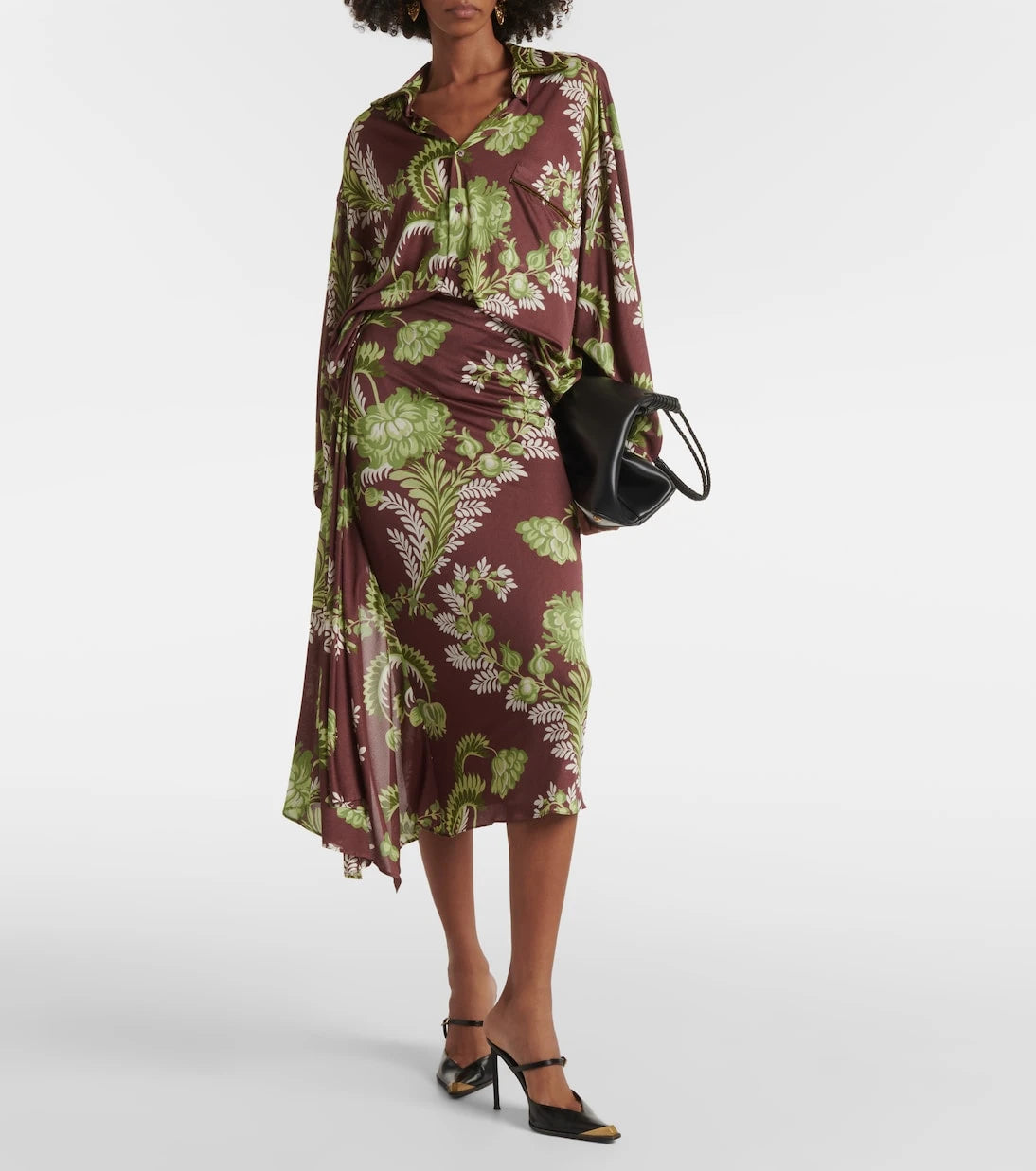 Etro - Floral draped midi skirt