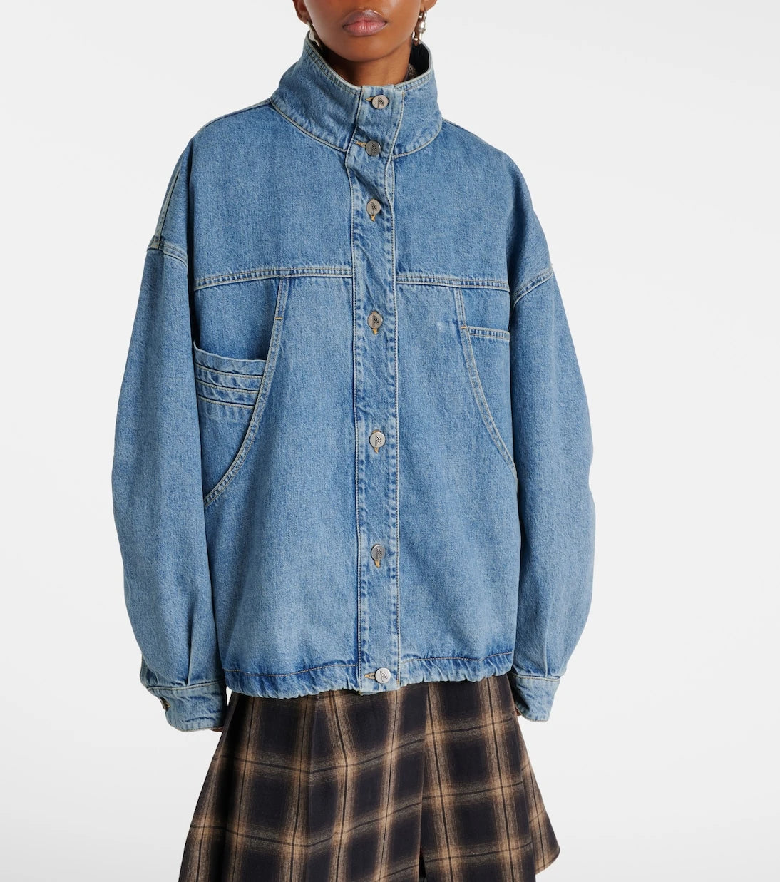 The Attico - Oversized denim bomber jacket