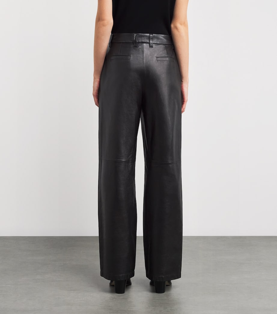 Black Lambskin Sullivan Straight Trousers