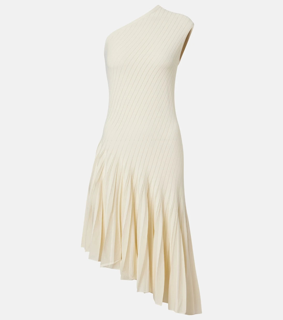 Alaïa - فستان ميدي بتصميم بليسيه غير متماثل من الكريب
