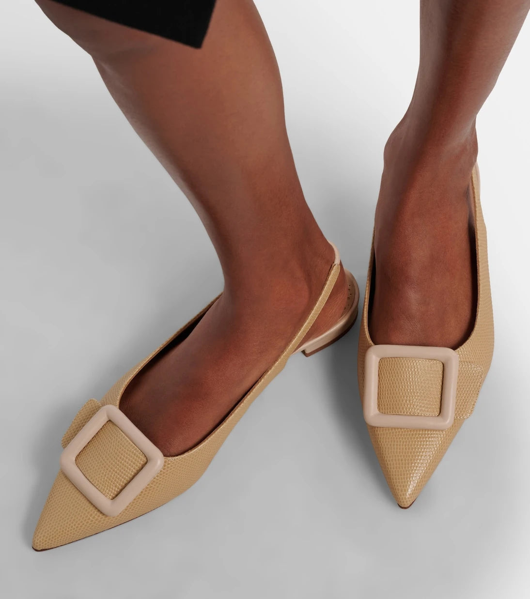 Manolo Blahnik - Maylura croc-effect leather slingback flats
