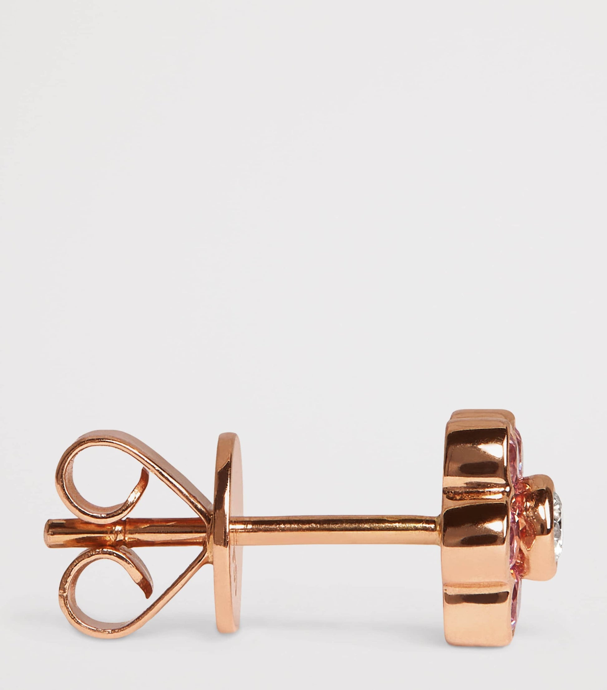 Small Rose Gold, Diamond and Sapphire Flora Stud Earrings