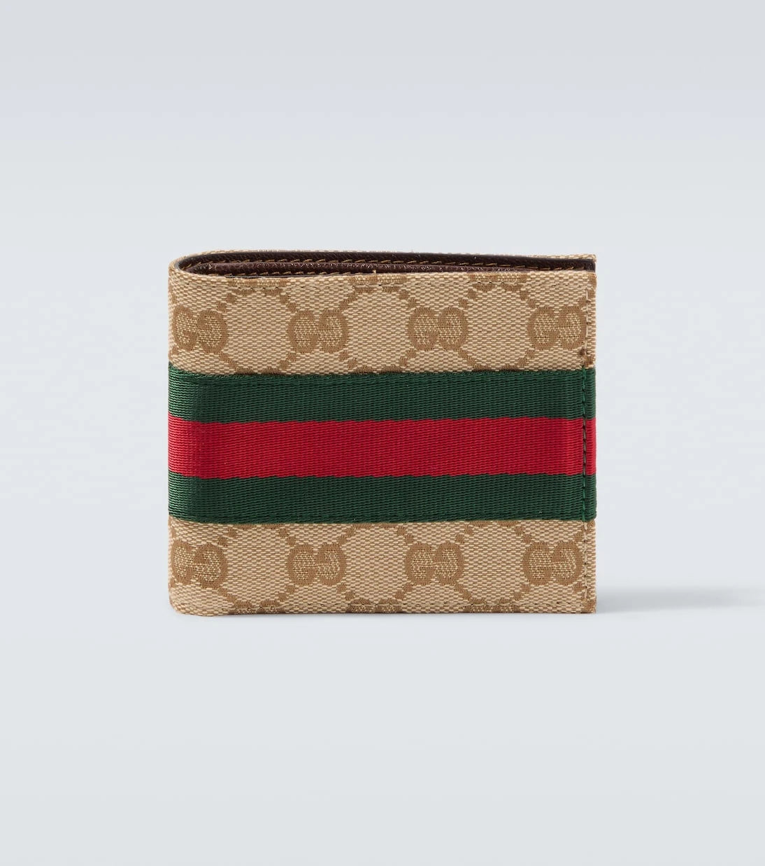 Gucci - محفظة ثنائية الطي بشريط الويب وكانفاس GG