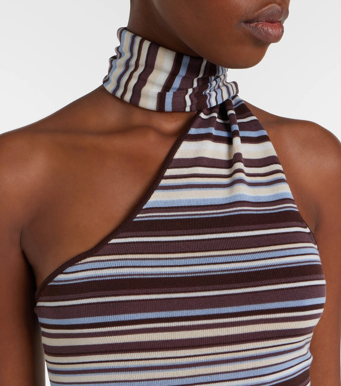 Aya Muse - Knitted scarf-detail striped minidress