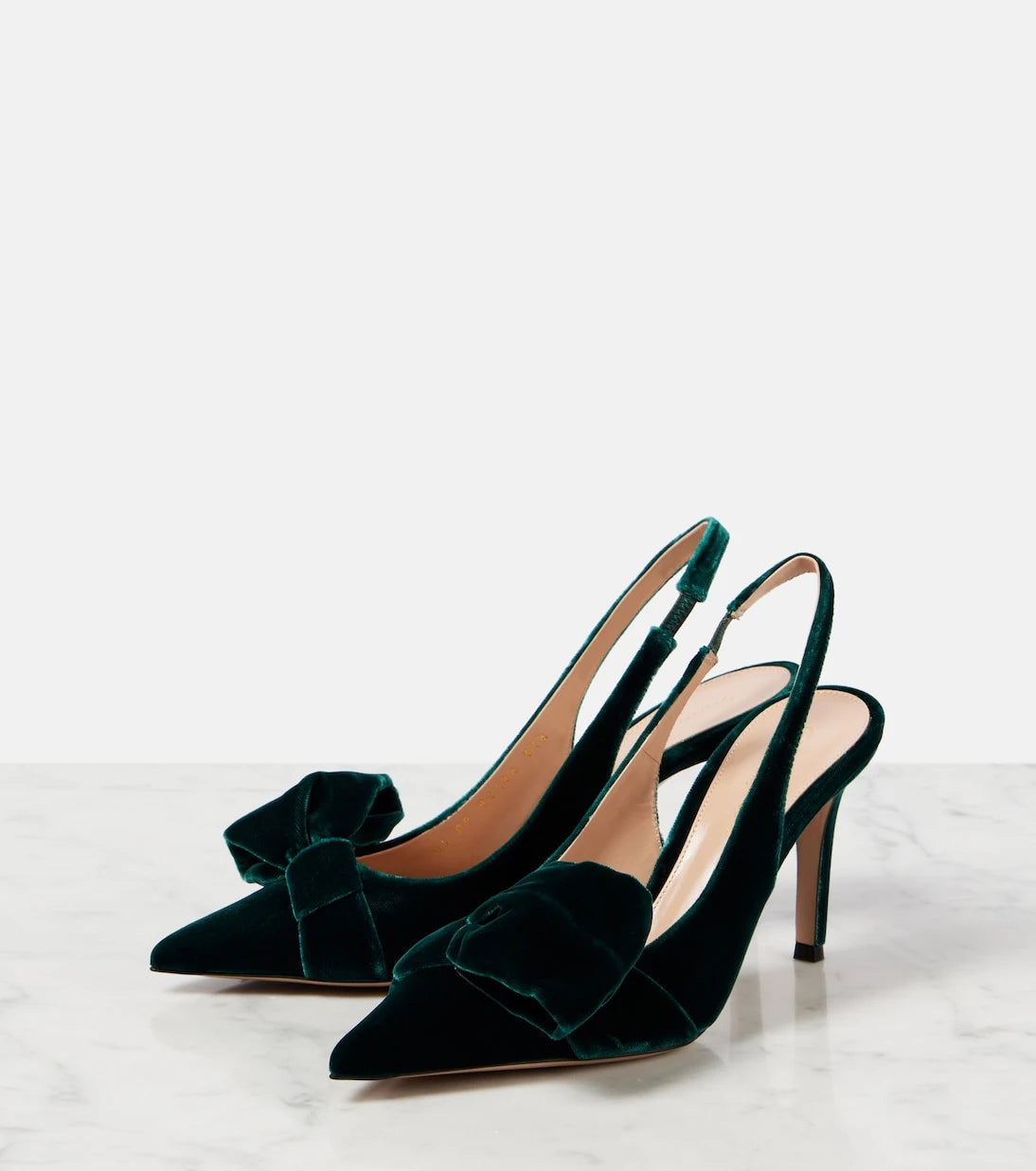 Gianvito Rossi - 85 bow-detail velvet slingback pumps
