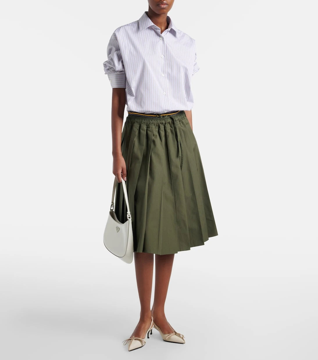 Prada - Striped oversized cotton poplin shirt