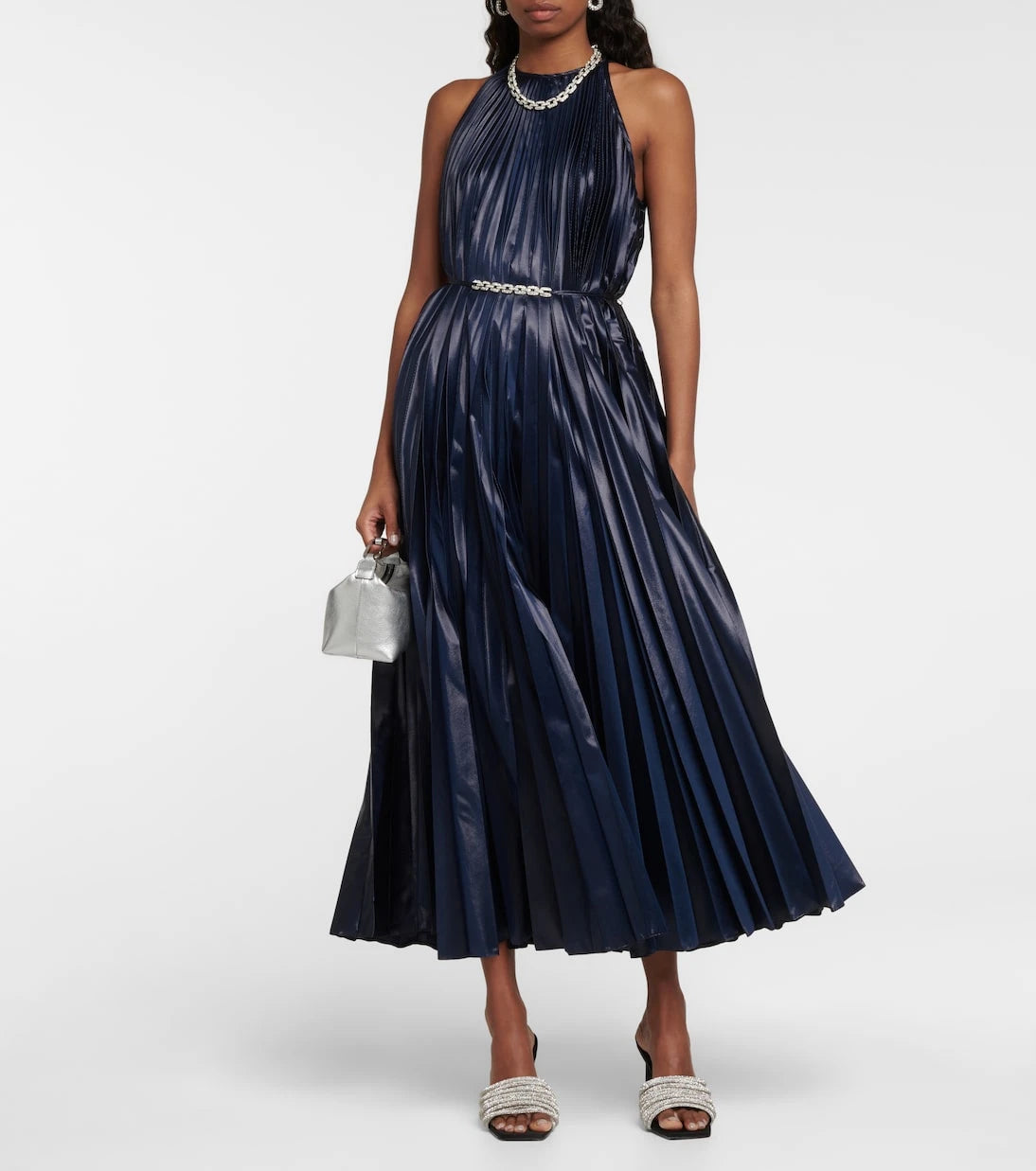 Christopher Kane - Embellished halterneck lamé midi dress
