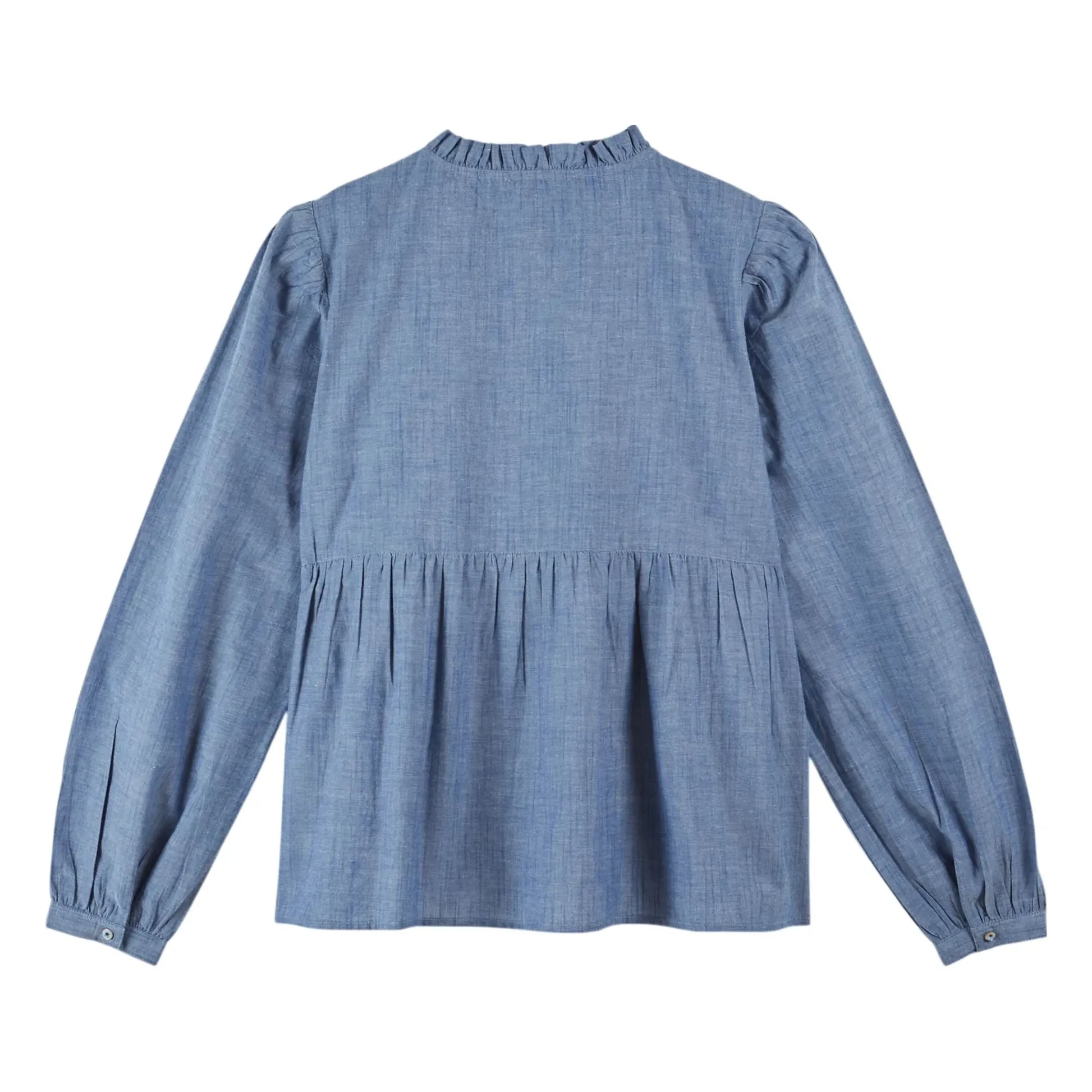 Emile et Ida - Smocks Chambray Cotton Blouse | Blue
