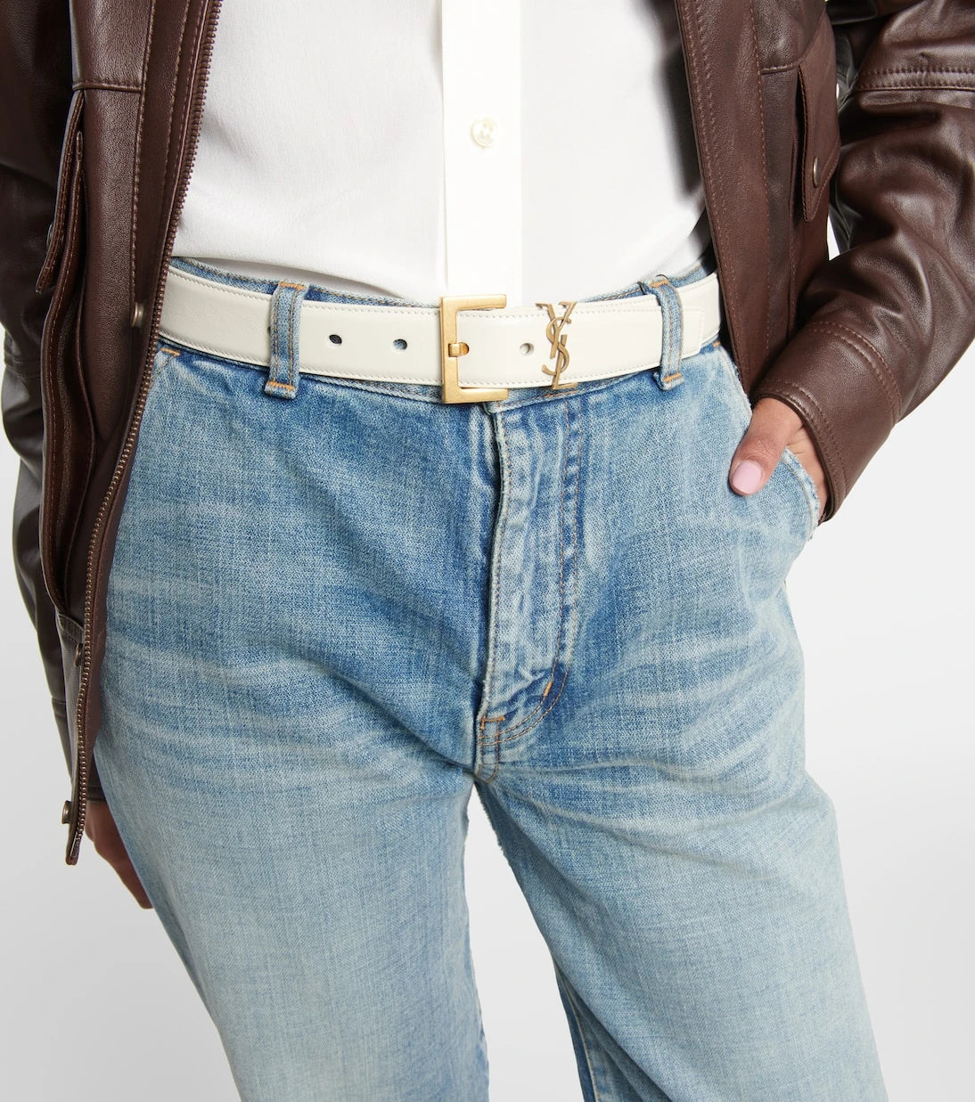 Saint Laurent - Cassandre leather belt