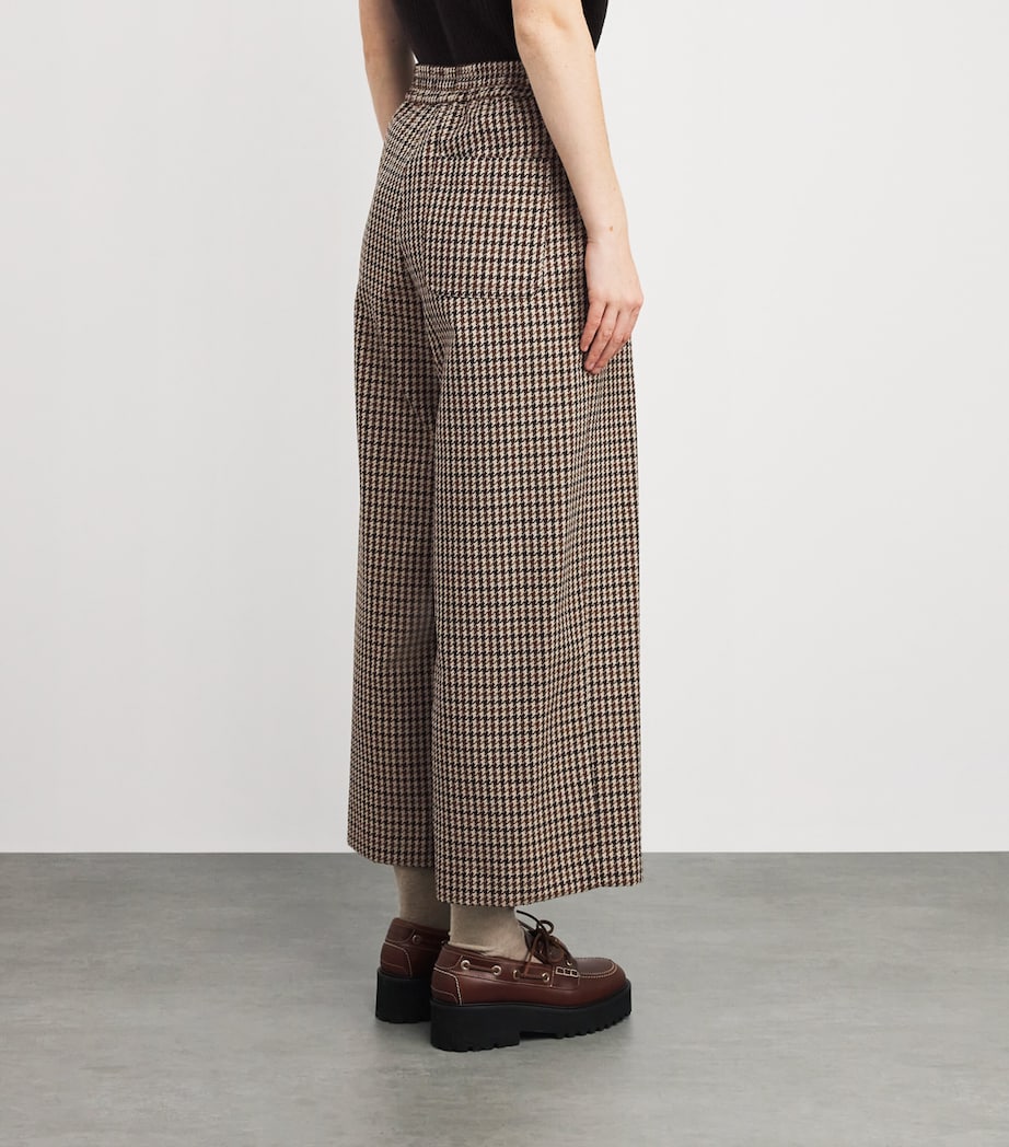 Weekend Max Mara Purple Virgin Wool-Cotton Houndstooth Trousers