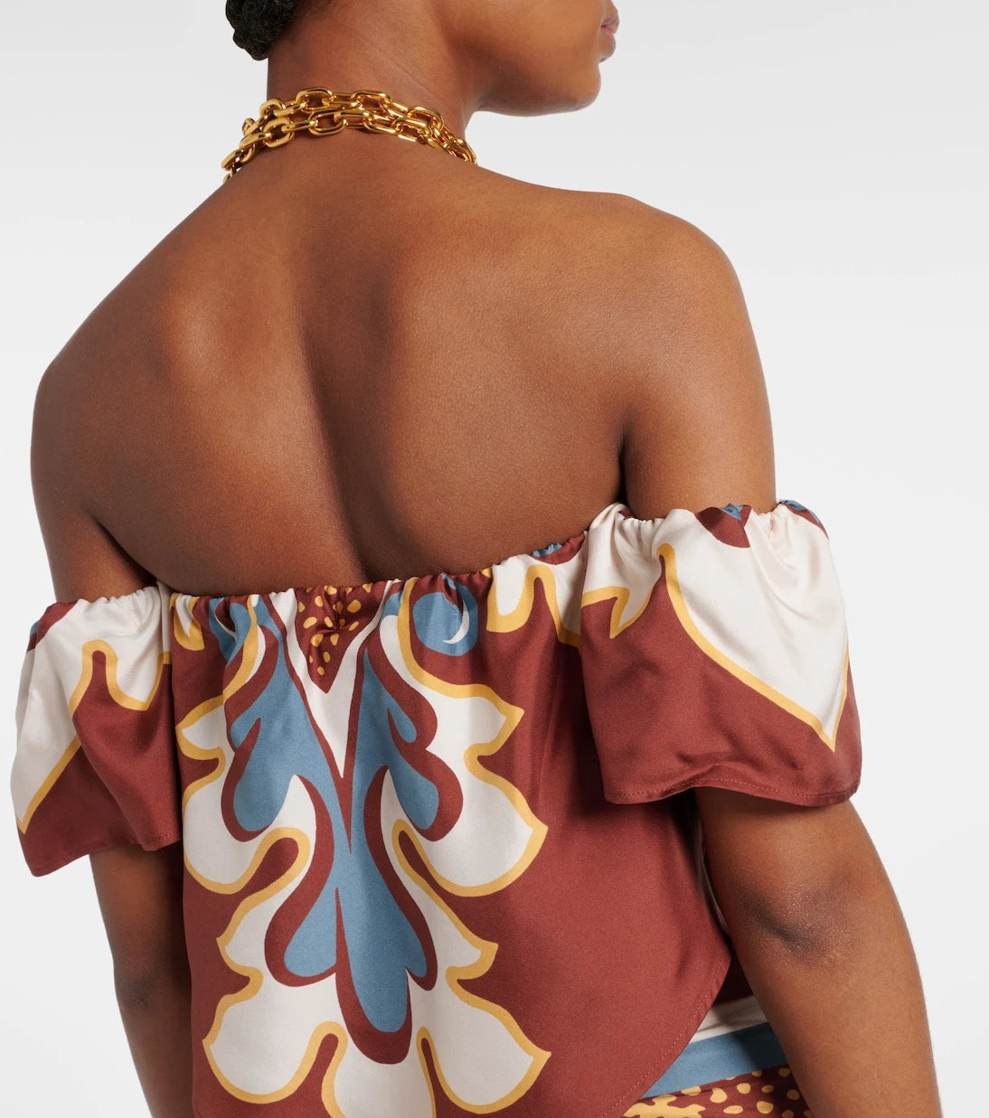 La DoubleJ - Sand Dollar off-shoulder silk top