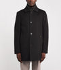 Moorer Grey Wool-Cashmere Fur-Trim Down Overcoat
