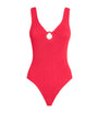 Red Celine Plunge Swimsuit