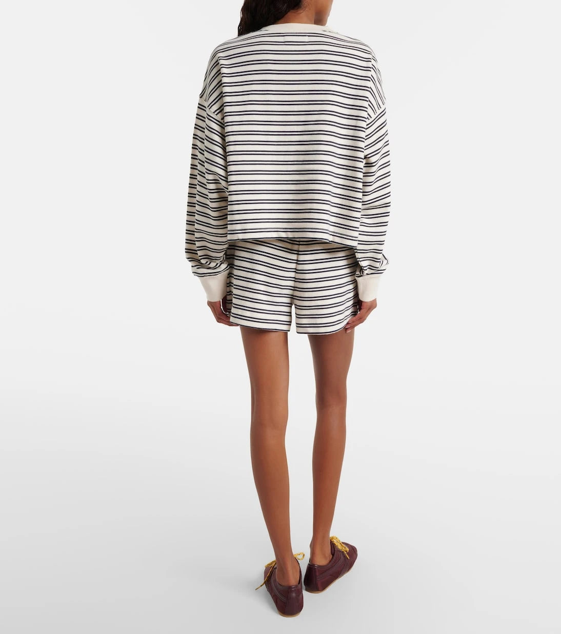 Velvet - Amy striped cotton jersey shorts