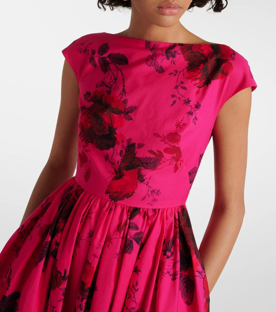 Erdem - Floral cotton faille midi dress