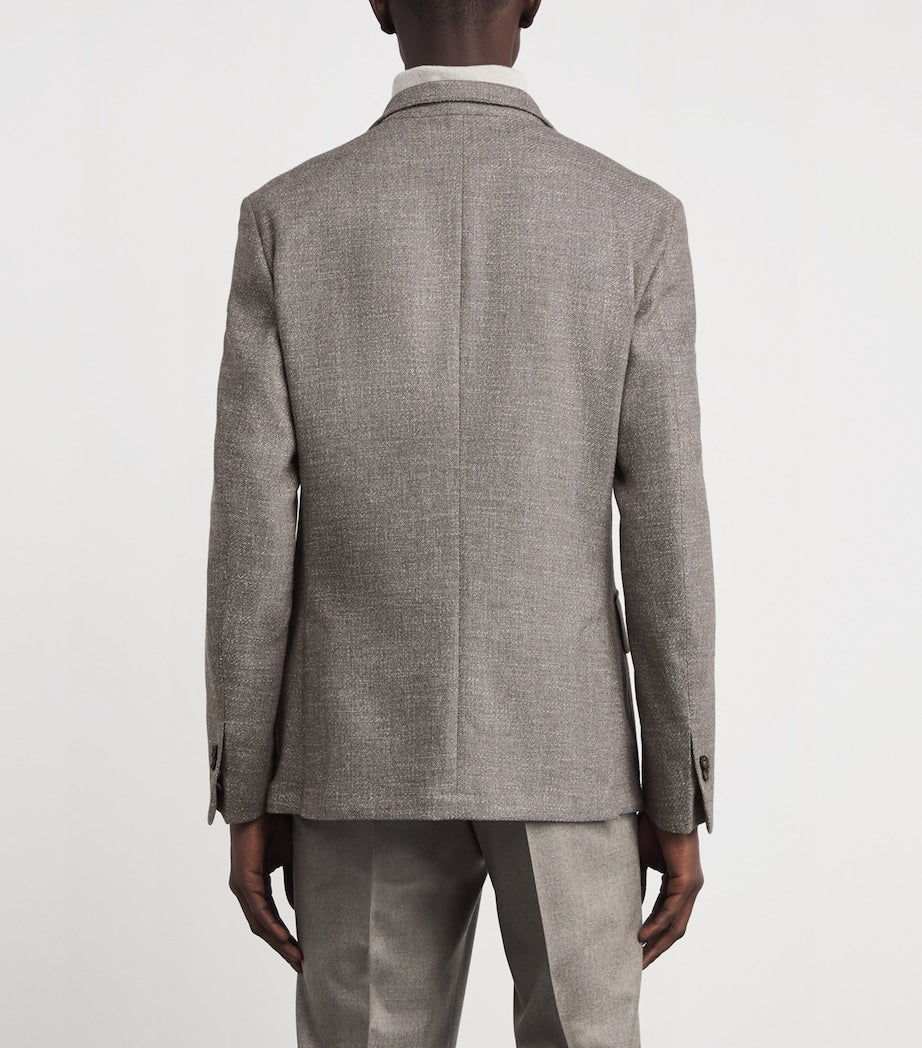 Corneliani Beige Virgin Wool-Silk-Blend Blazer