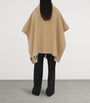 Beige Cashmere Reversible Check Hooded Cape