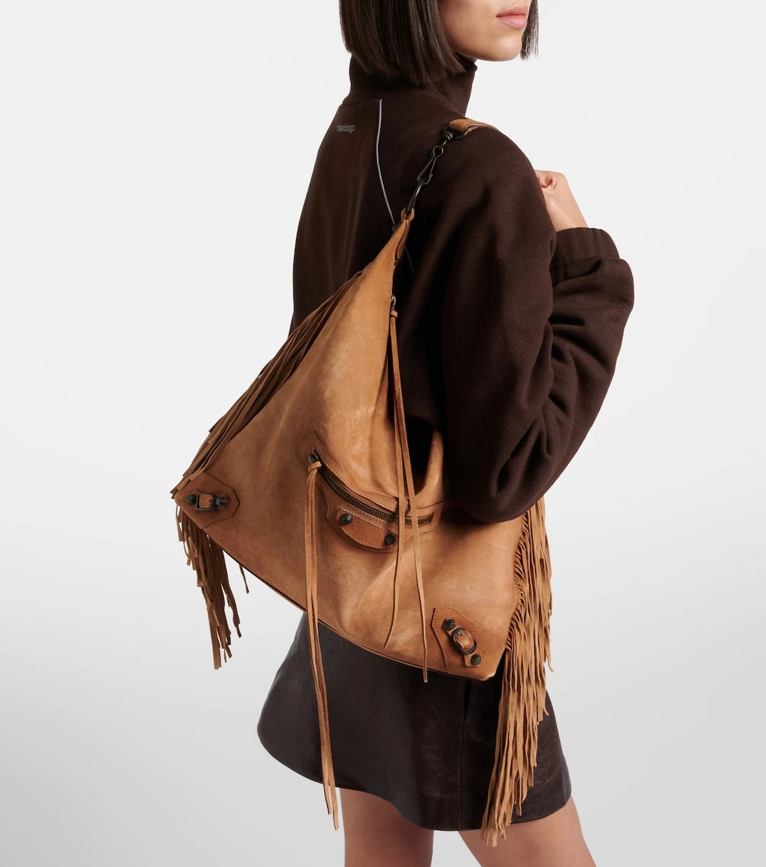 Balenciaga - Le City Medium suede shoulder bag