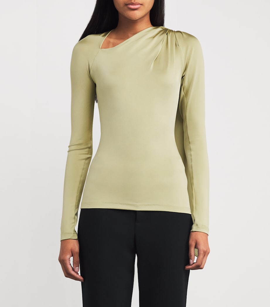 Victoria Beckham Green Slash-Detail Top