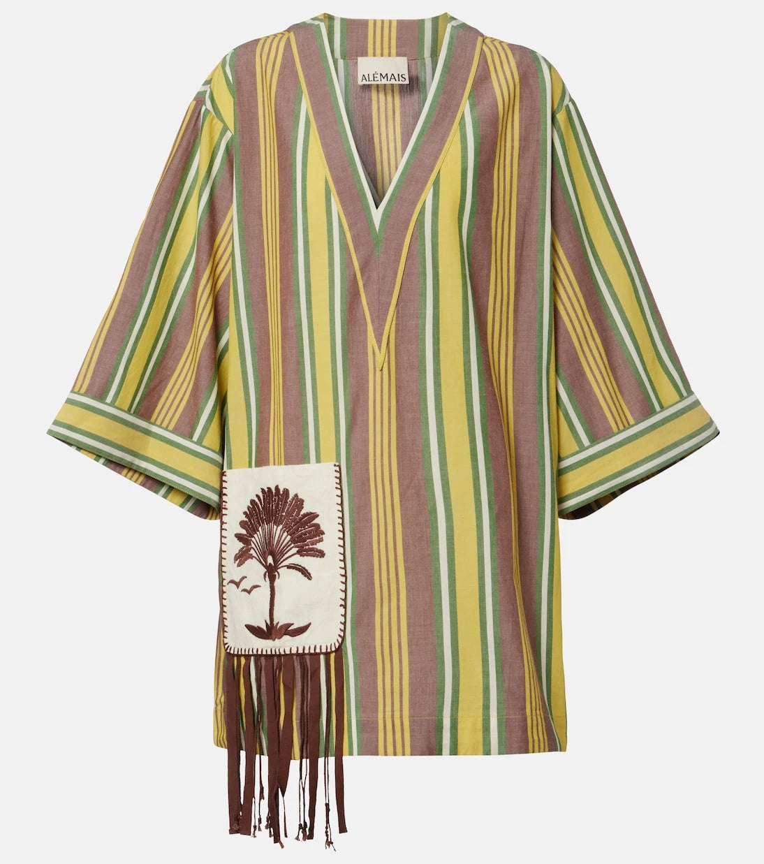 Alémais - Clover embroidered striped cotton minidress
