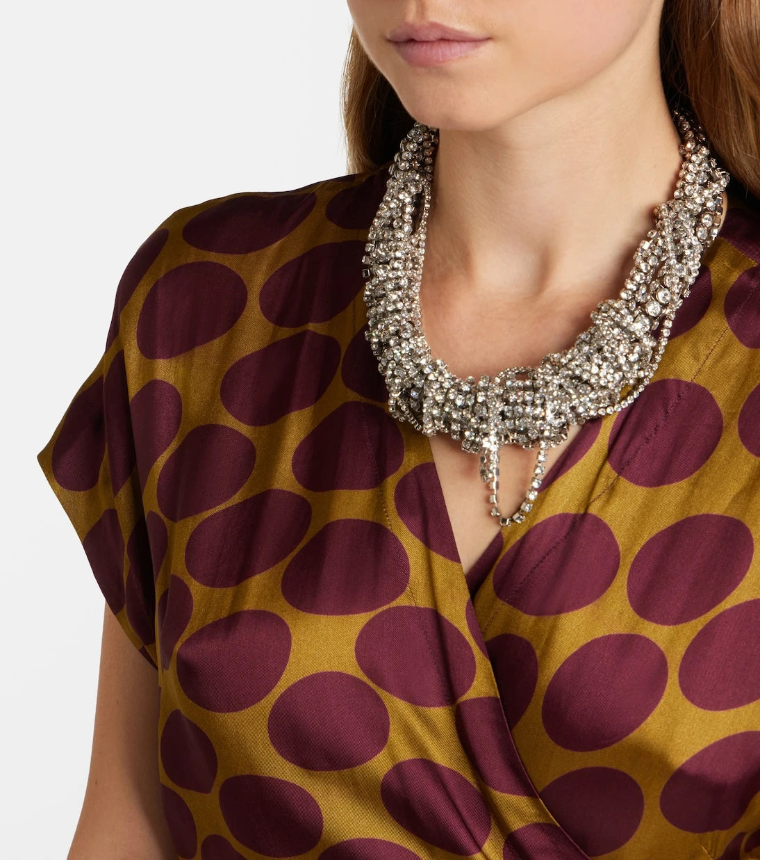 Dries Van Noten - Polka-dot satin wrap dress