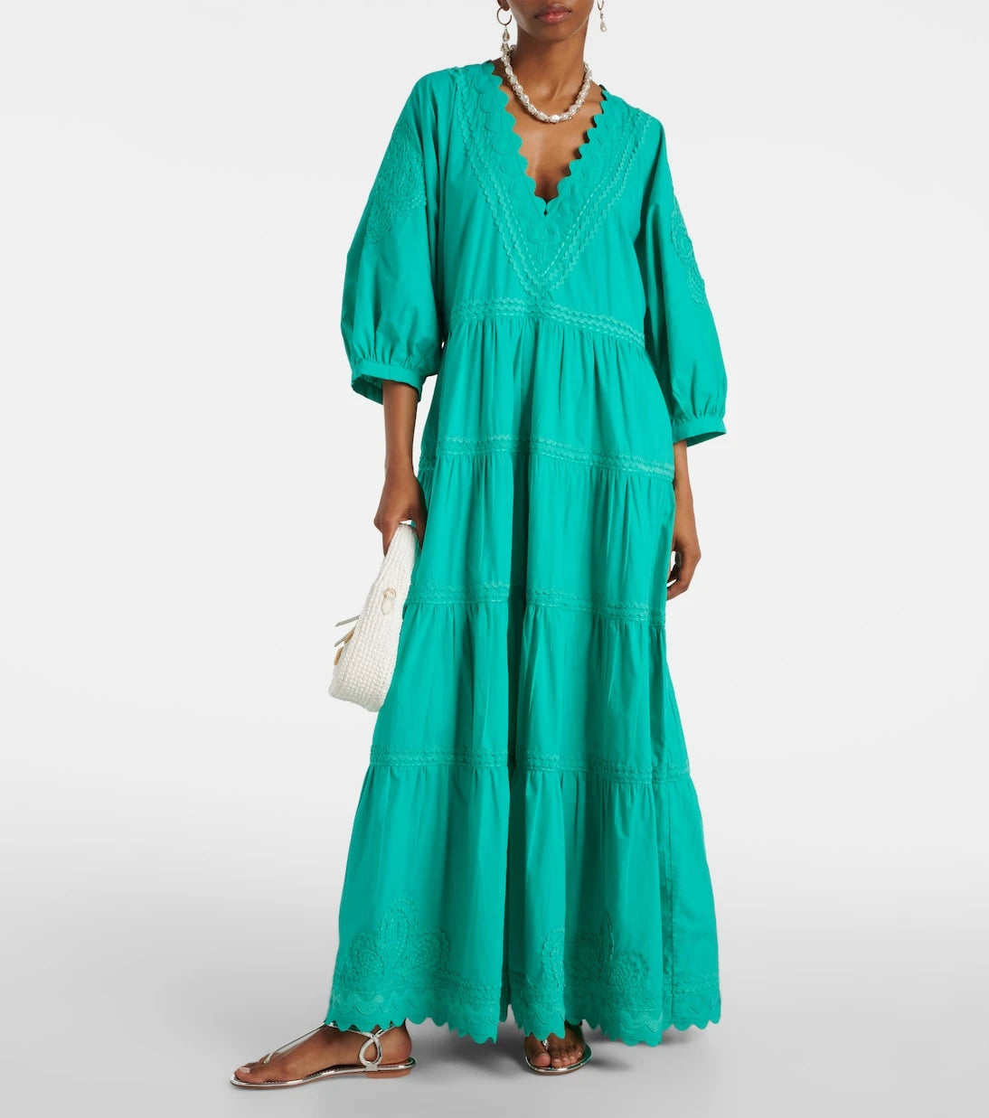 Juliet Dunn - Tiered cotton poplin maxi dress